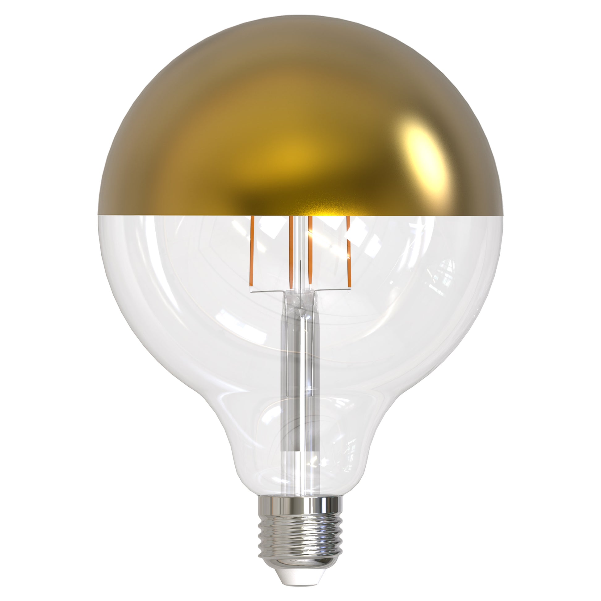 Bulbrite LED Filament 6 Watt Dimmable G40 Light Bulbs with a Half Gold Finish and Medium (E26) Base - 2700K (Warm White Light), 500 Lumens - Cheap-Us