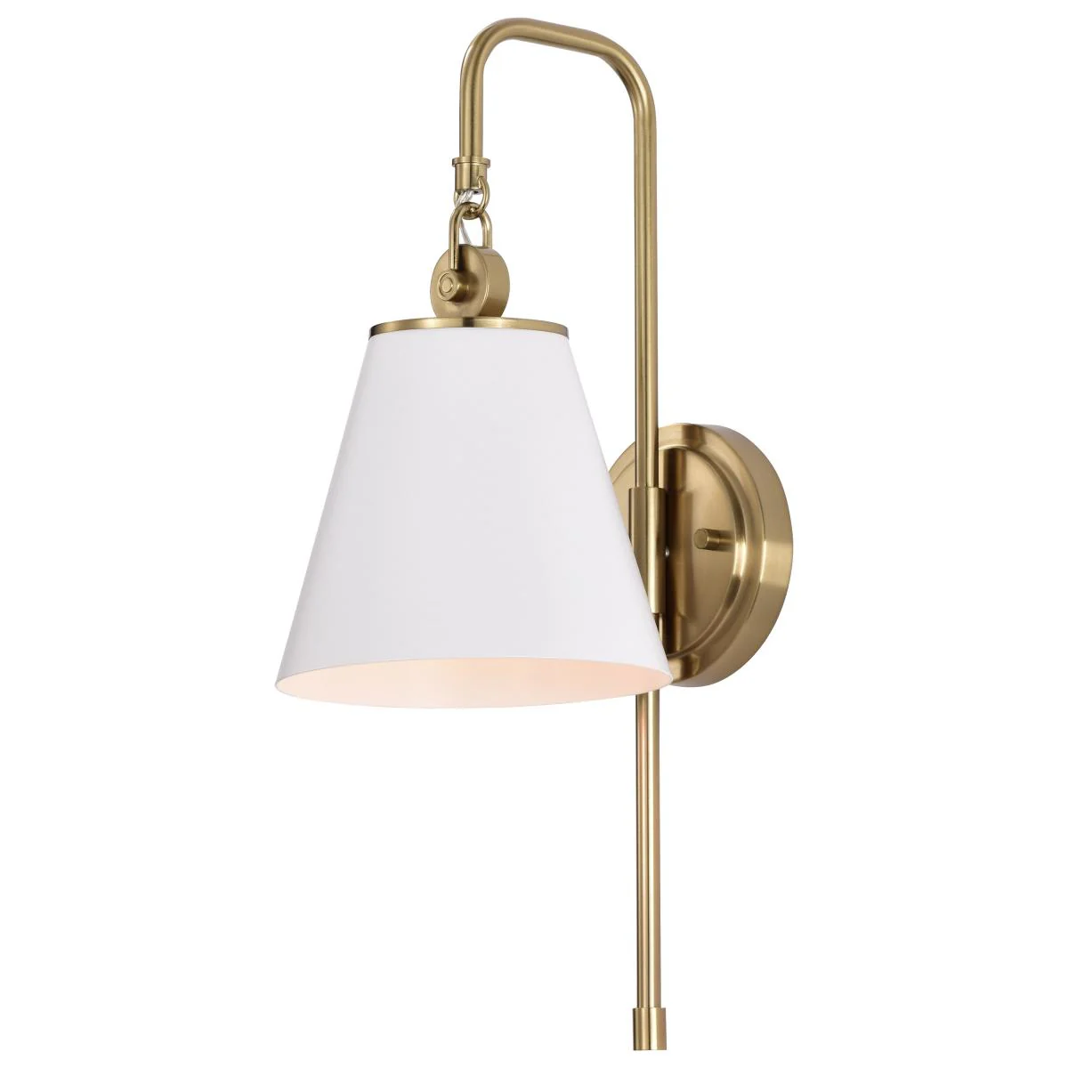 60-7446 DOVER 1 LIGHT WALL SCONCE Dover; 1 Light; Wall Sconce; White with Vintage Brass - Cheap-Us