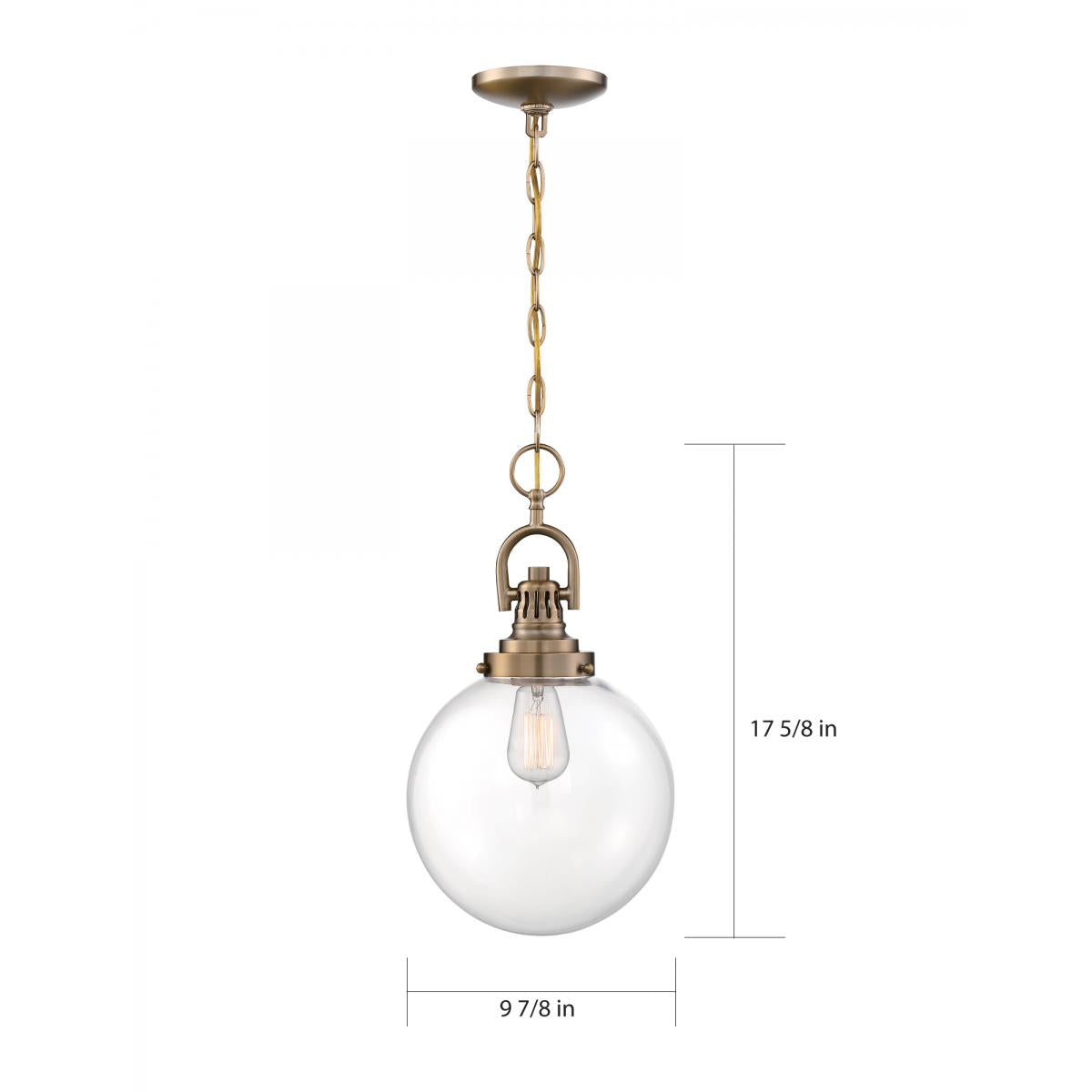 60-6671 SKYLOFT 1 LIGHT PENDANT Skyloft- 1 Light Pendant - with Clear Glass - Burnished Brass Finish - Cheap-Us