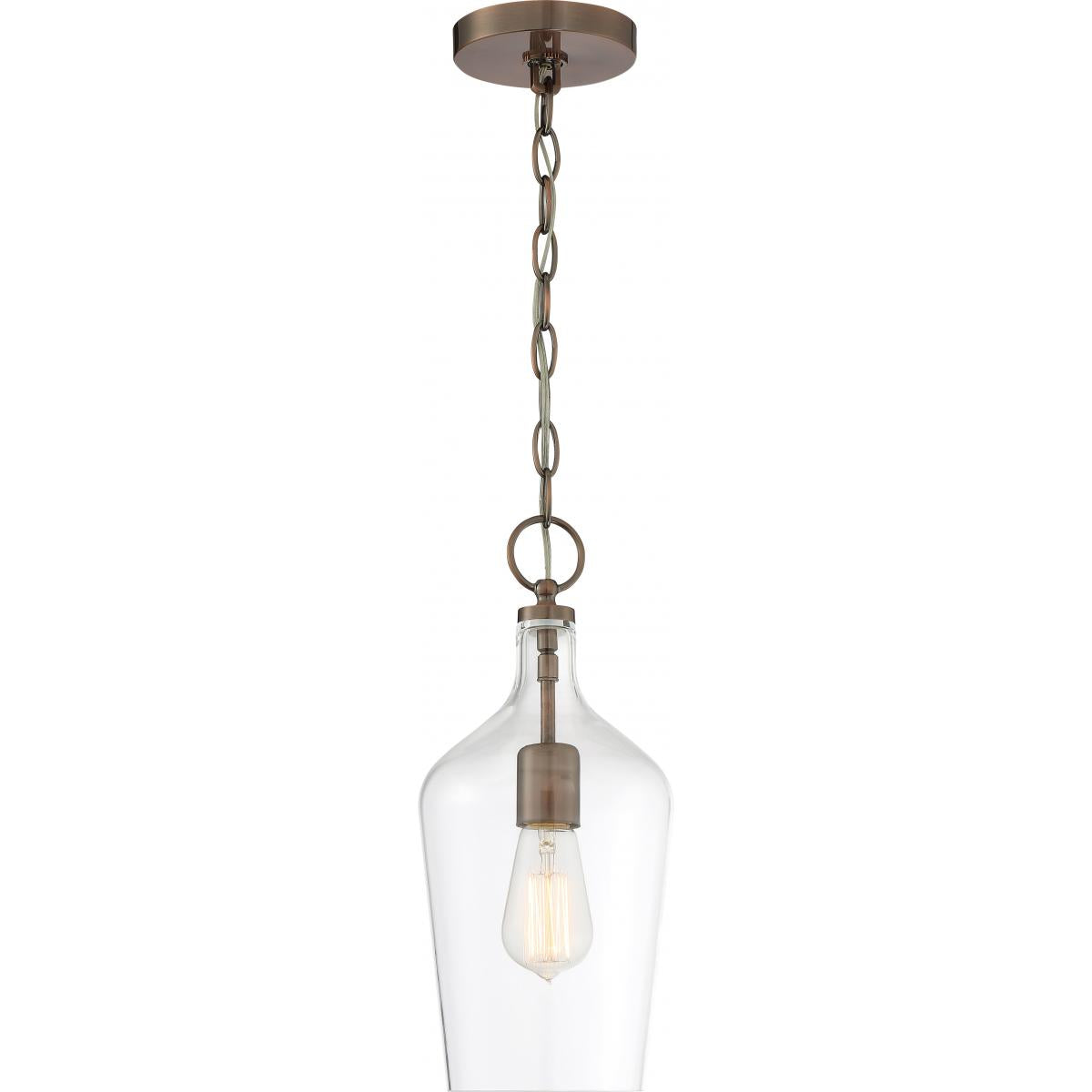 60-6748 HARTLEY 1 LIGHT PENDANT Hartley - 1 Light Pendant - with Clear Glass - Antique Copper Finish - Cheap-Us