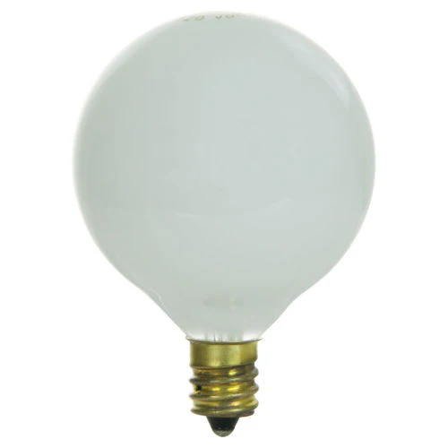 60 Watt G16.5 Globe, Candelabra Base, White - Cheap-Us