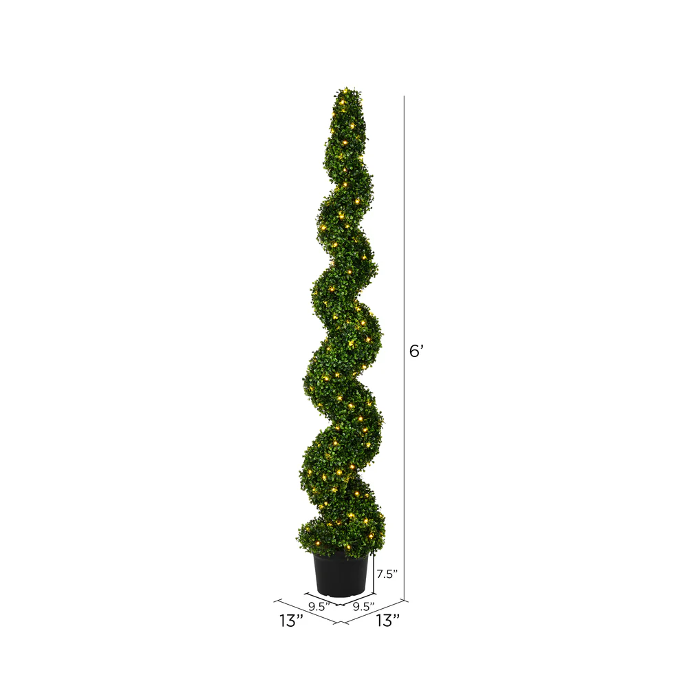 Vickerman 6' Artificial Potted Green Boxwood Spiral Tree. - Cheap-Us