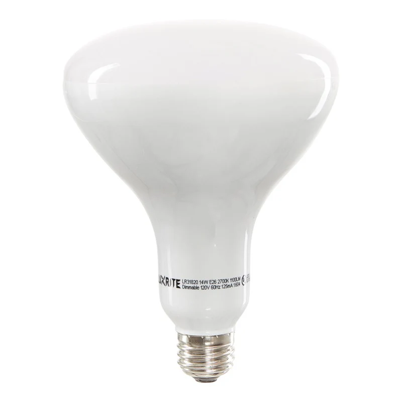 Luxrite LED BR40 Reflector Light Bulb, 14W, 1100 Lumens, 3500K - Natural, 80 CRI, Frosted White Finish, Dimmable, Pack of 5 (LR31822) - Cheap-Us