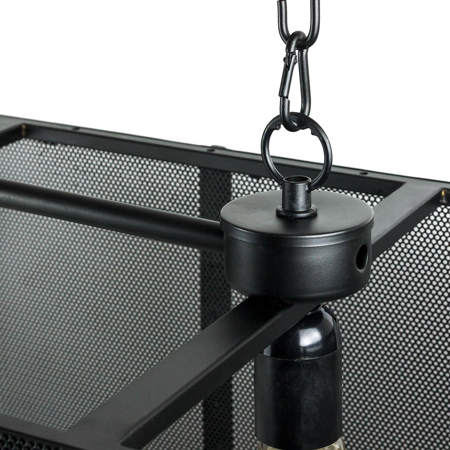 Sunlite Rectangle Net Cage Pendant Vintage Antique Style Fixture, Matte Black Finish - Cheap-Us