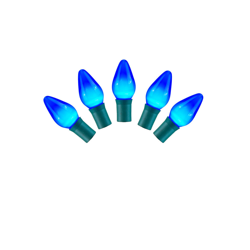 Vickerman 25 Blue Ceramic C7 LED Light on Green Wire 16' Christmas Single Mold Light Strand - Cheap-Us