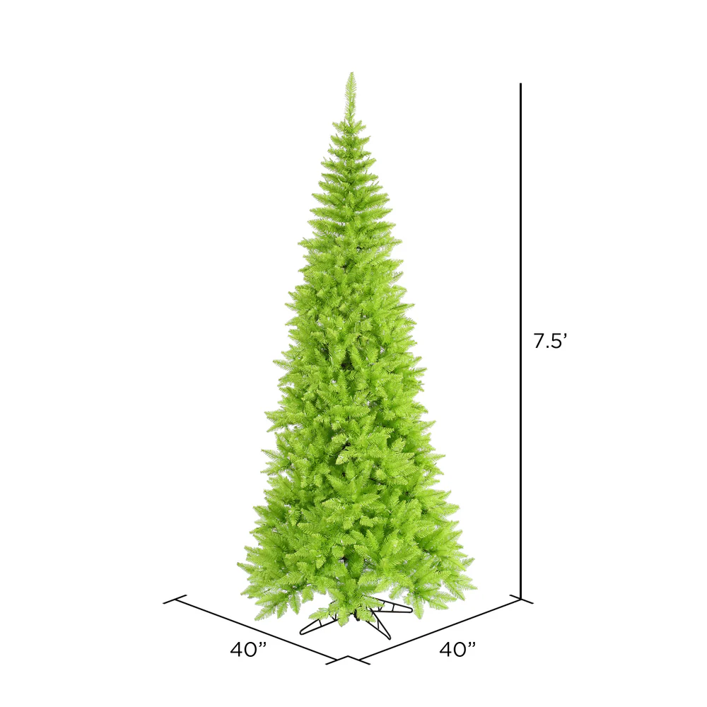 Vickerman 7.5' Lime Fir Slim Artificial Christmas Tree Unlit - Cheap-Us