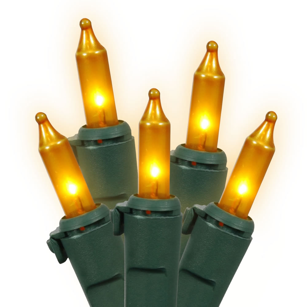 Vickerman 100 Gold Mini Light Icicle Light on Green Wire 9' Christmas Light Strand - Cheap-Us