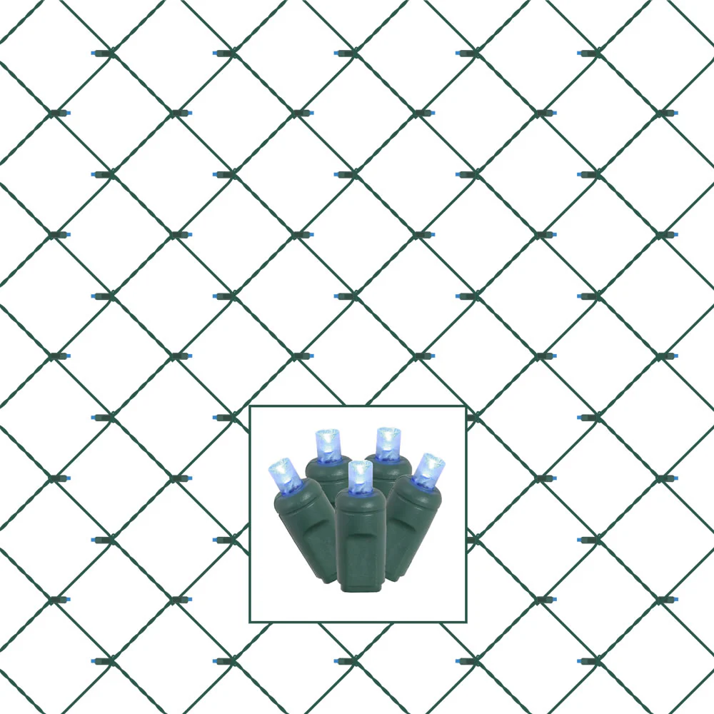 Vickerman 120 Blue Wide Angle LED Christmas Net Light Set Green Wire - Cheap-Us