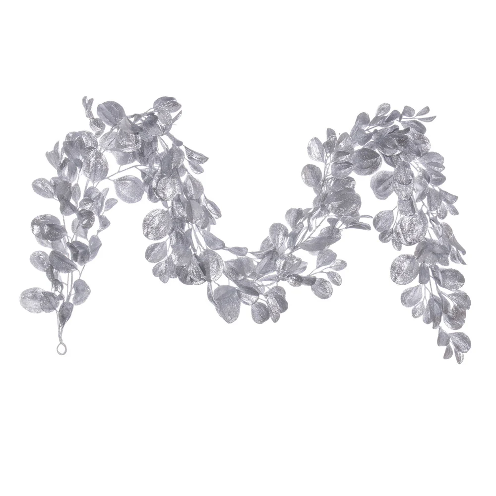 Vickerman 6' Silver Artificial Dogwood Glitter Garland. - Cheap-Us