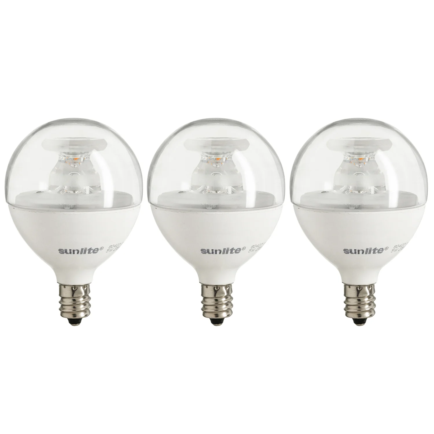 Sunlite G16.5/LED/5W/D/E12/CL/ES/27K/3PK Dimmable Energy Star 2700K Candelabra Base Warm White LED Globe G16.5 5W Light Bulb (3 Pack), Clear - Cheap-Us
