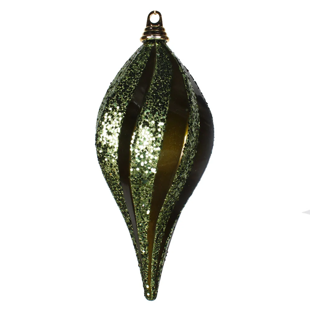 Vickerman 12'' Olive Glitter Swirl Drop Christmas Ornament - Cheap-Us