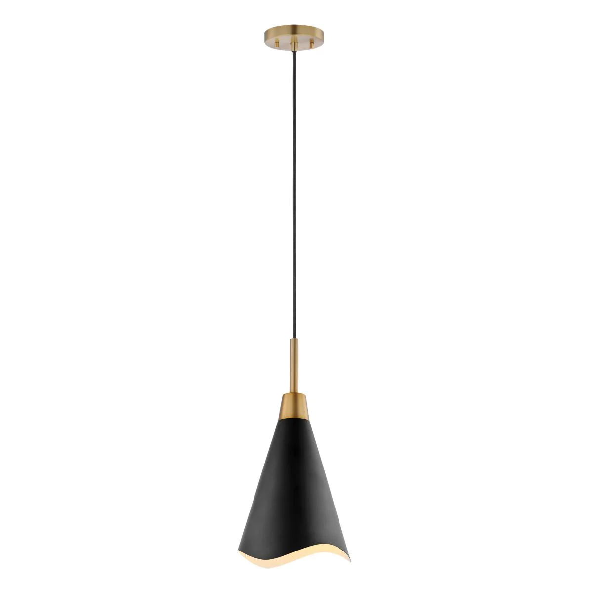 60-7476 TANGO 1 LIGHT LARGE PENDANT Tango; 1 Light; Large Pendant; Matte Black with Burnished Brass - Cheap-Us