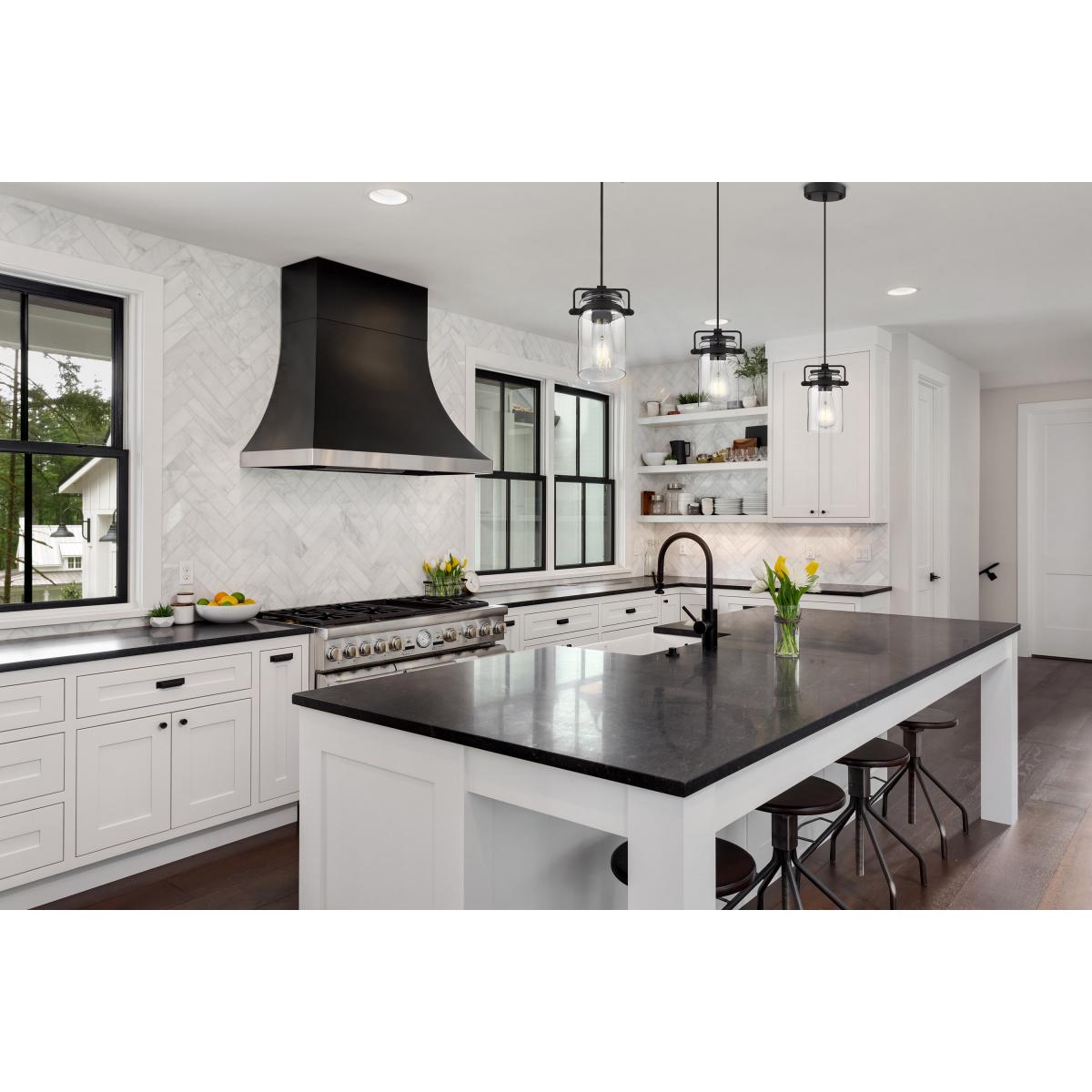 60-6732 ANTEBELLUM 1 LT MINI PENDANT Antebellum - 1 Light Mini Pendant - with Clear Glass -Matte Black Finish - Cheap-Us