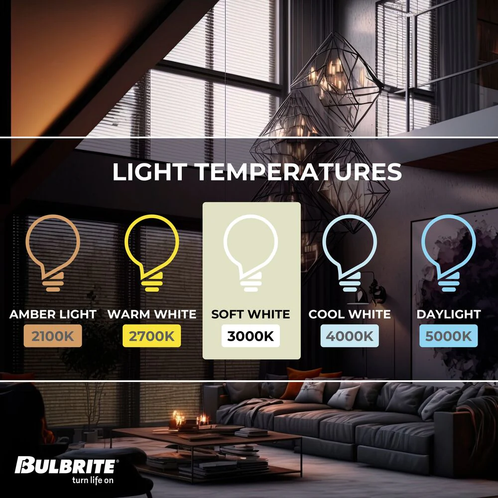 Bulbrite LED Filament Pack of (4) 5 Watt Dimmable 5 Inch T9 Light Bulbs with Clear Glass Finish and Medium (E26) Base - 3000K (Soft White Light), 500 Lumens - Cheap-Us