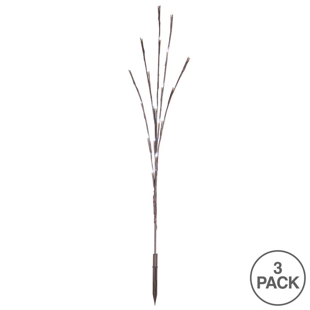 Vickerman 60 Cool White Wide Angle LED Twig Light Set on Brown Wire Pack of 3 - Cheap-Us