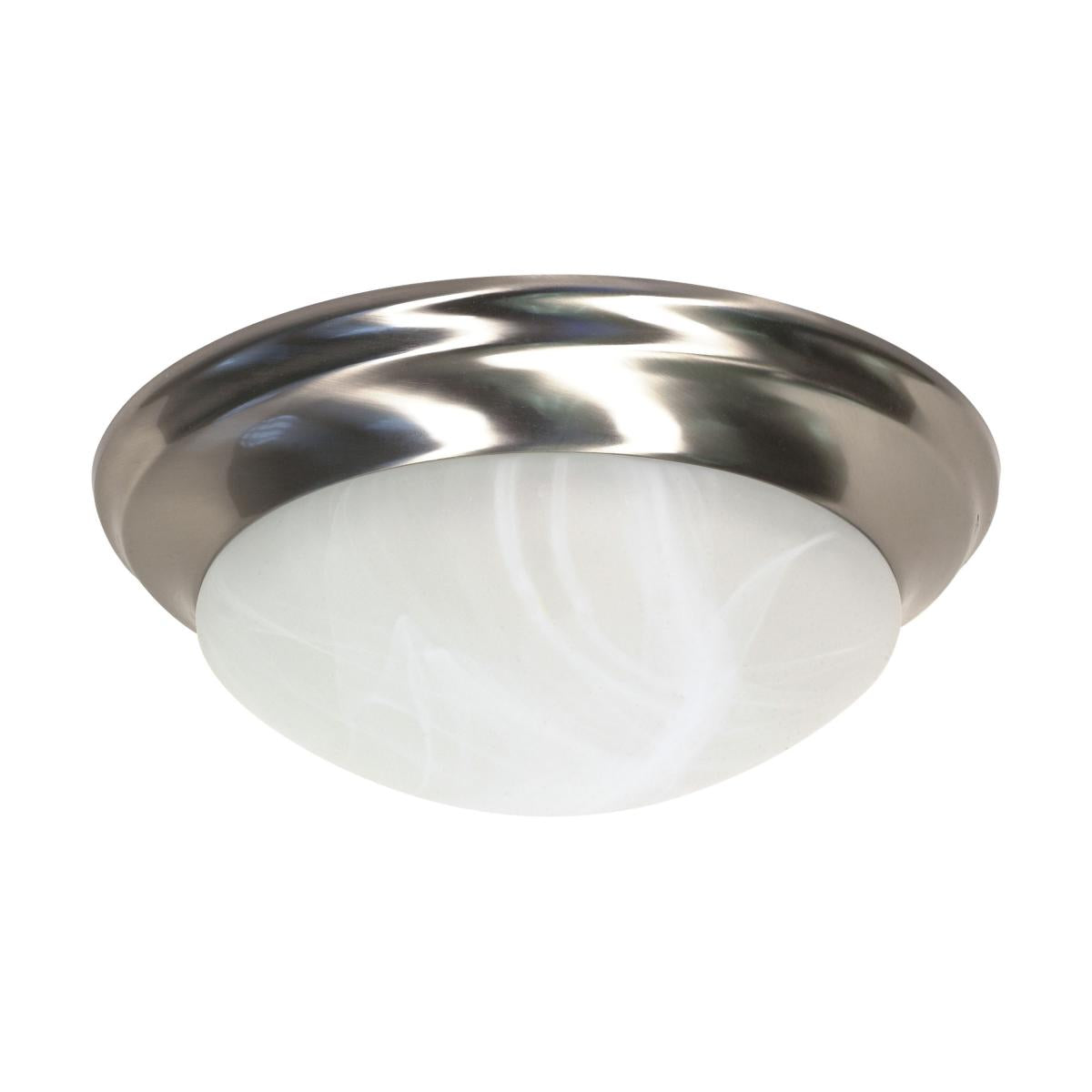 Satco Nuvo 2/3 Light, 14/17-inch, Flush Mount Ceiling Light With Alabaster Glass - Old Bronze/Brushed Nickel Finish - Cheap-Us
