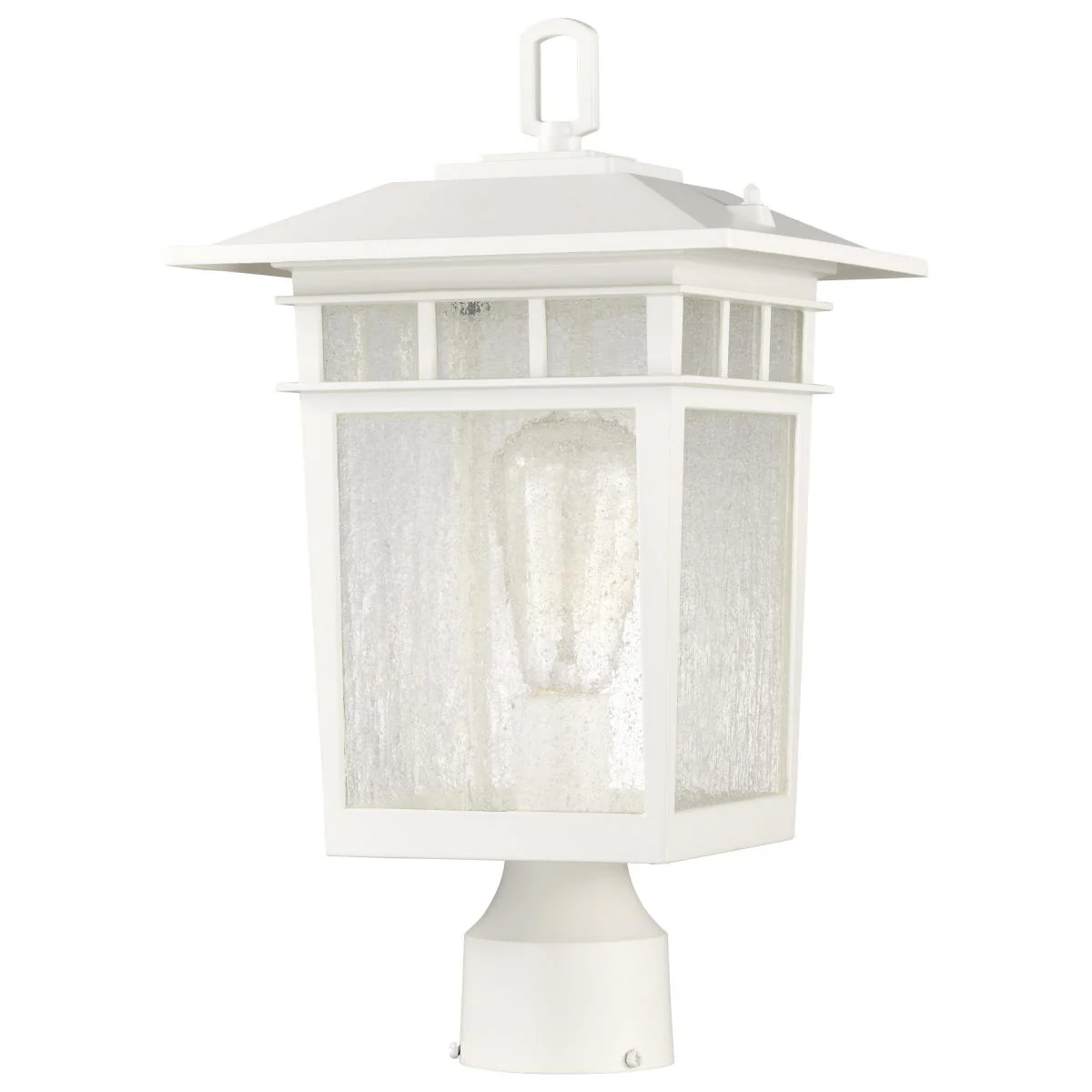 60-5951 COVE NECK 1LT OUTDOOR LG POST Cove Neck Collection Outdoor Large 16 inch Post Light Pole Lantern; White Finish with Clear Seeded Glass - Cheap-Us