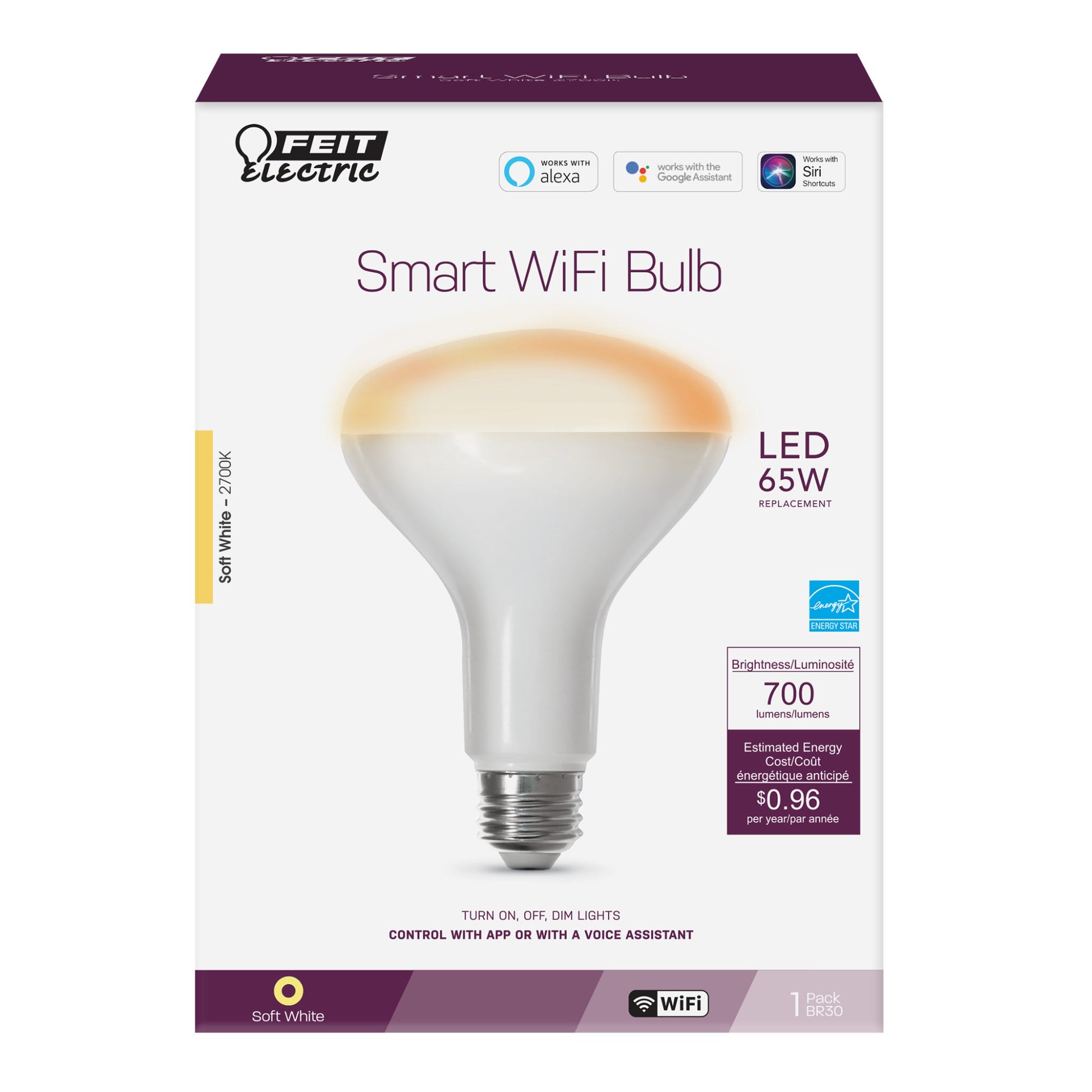 65-Watt Equivalent Soft White Alexa Google Smart Bulb - Cheap-Us