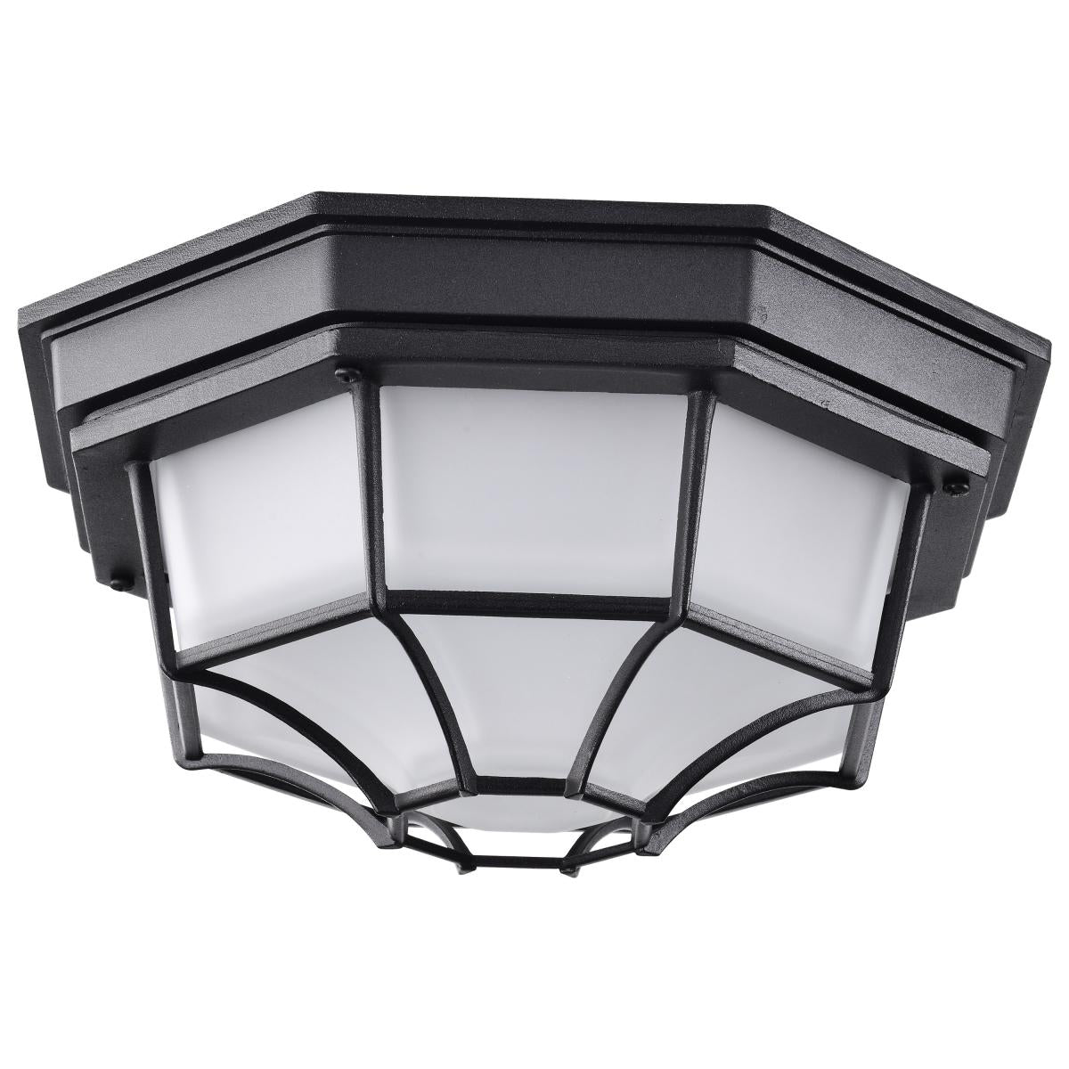 Satco Nuvo 18.5W LED Spider Cage Outdoor Fixture 1100Lumens 90 CRI 120V 3000K Black/White Finish - Frosted Glass - Cheap-Us