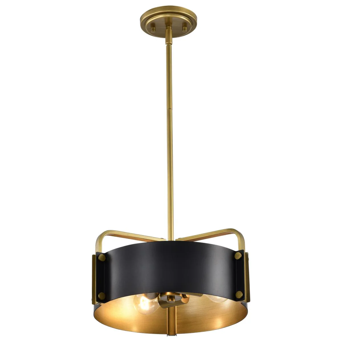 60-7842 ALTOS 3 LIGHT SMALL PENDANT Altos 3 Light Small Pendant; Matte Black and Natural Brass Finish - Cheap-Us