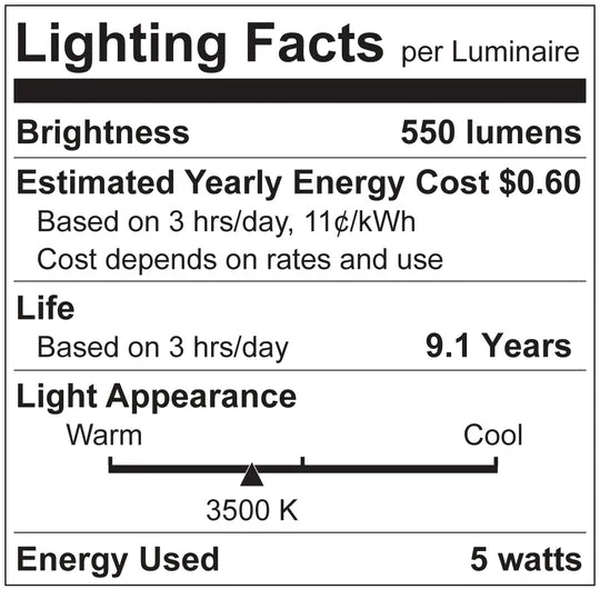 Luxrite LED Flame Tip Chandelier Light Bulb, E12 Candelabra Base, 5W, 4.09