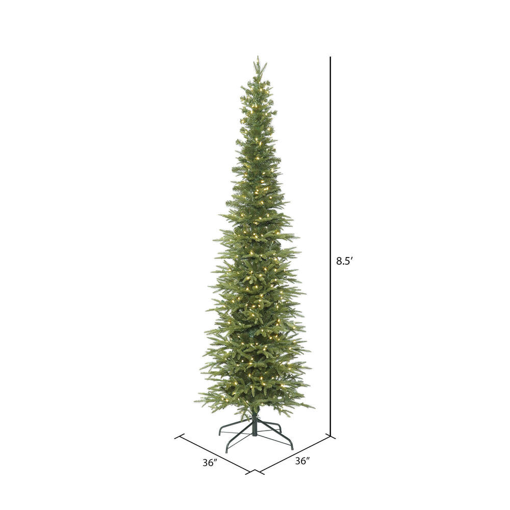 Vickerman 8.5' Bixley Pencil Fir Artificial Christmas Tree Warm White Dura-lit LED Lights - Cheap-Us