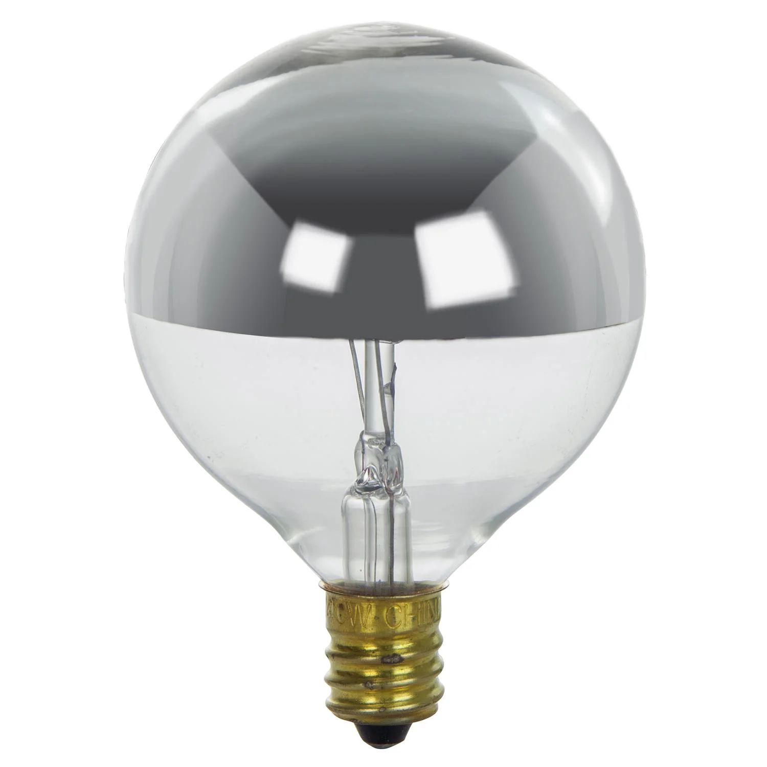Sunlite 40 Watt Silver Bowl G16.5 Globe Candelabra Base Clear, 25-Pack - Cheap-Us