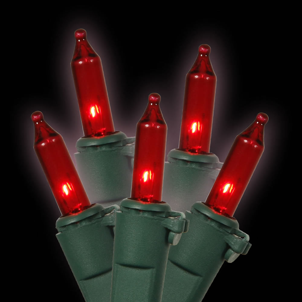 Vickerman 50 Red Mini Light on Green Wire 23' Christmas Light Strand - Cheap-Us
