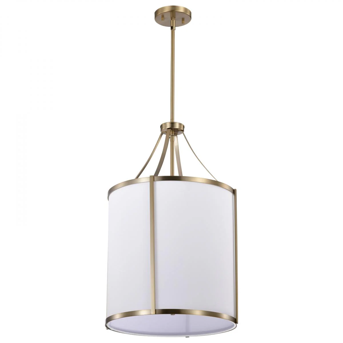 60-7962 EASTON 3LT PENDANT Easton 3 Light Pendant; Burnished Brass Finish; White Linen Shade - Cheap-Us
