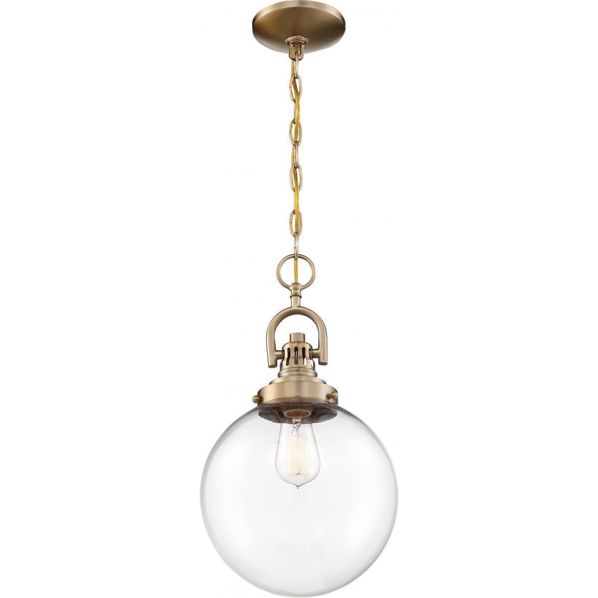 60-6671 SKYLOFT 1 LIGHT PENDANT Skyloft- 1 Light Pendant - with Clear Glass - Burnished Brass Finish - Cheap-Us