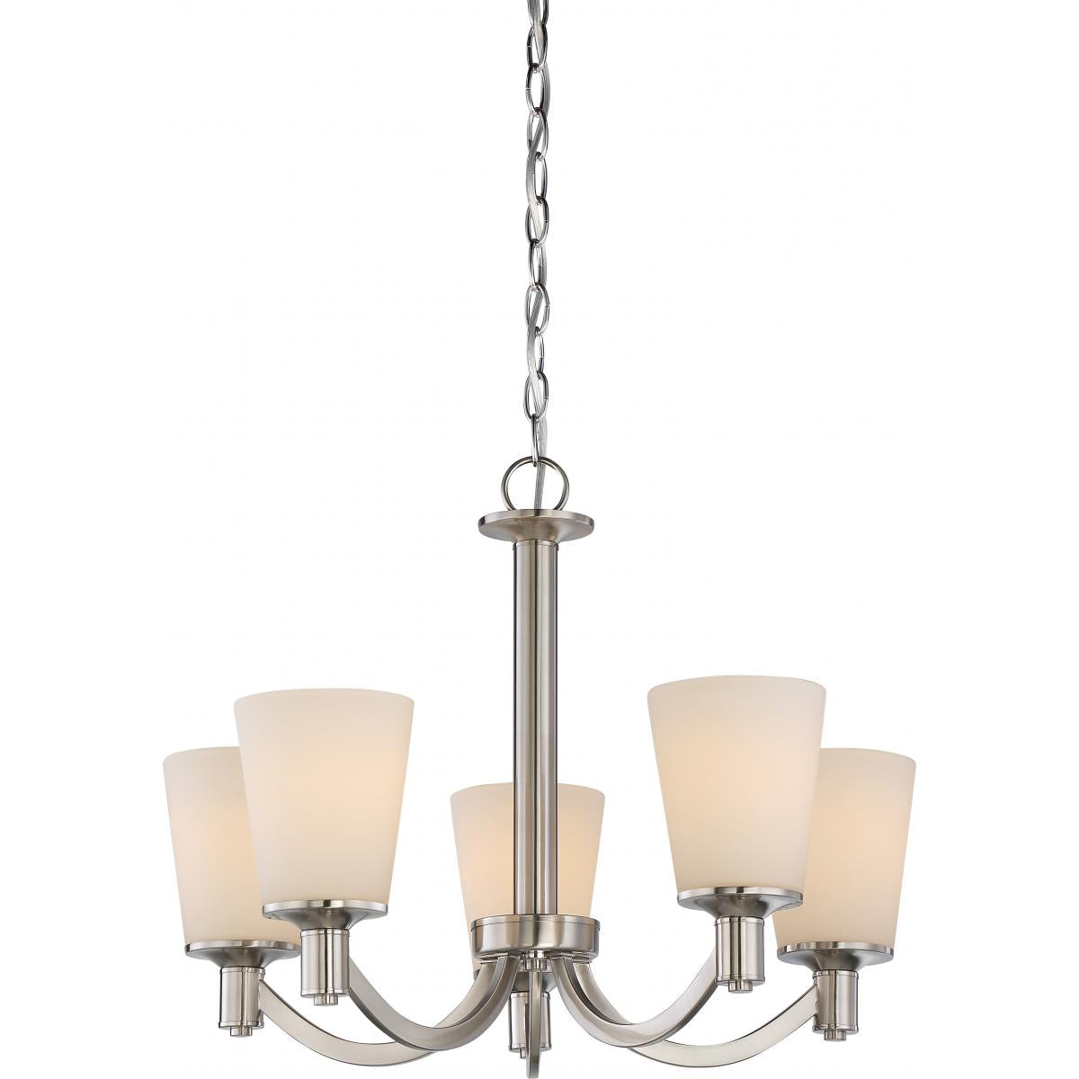 Satco Nuvo Laguna 5 Light Hanging Chandelier With White Glass - Cheap-Us