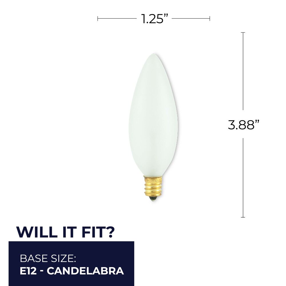 Bulbrite Pack of (50) 60 Watt Dimmable Frost B10 Torpedo 32mm Incandescent Light Bulbs with Candelabra (E12) Base, 2700K Warm White Light - Cheap-Us
