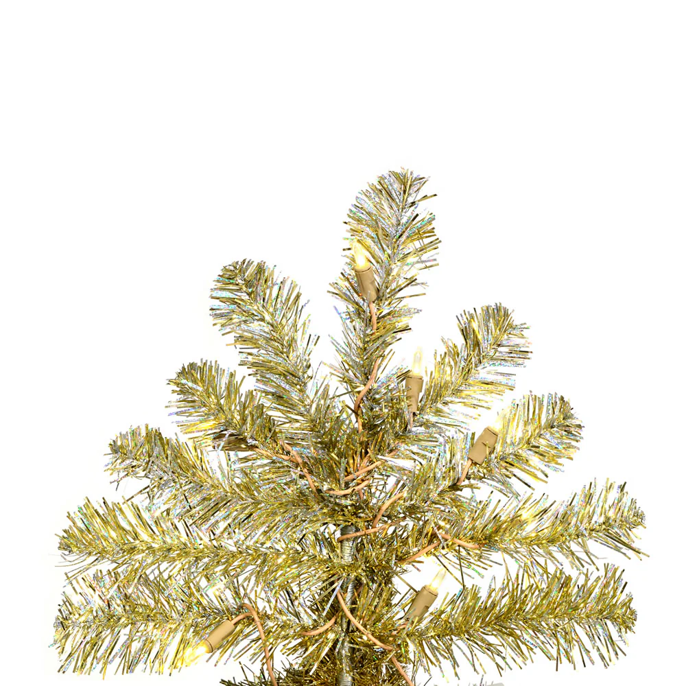 Vickerman 5.5' Champagne Upside Down Artificial Christmas Tree Warm White Dura-lit LED Lights - Cheap-Us