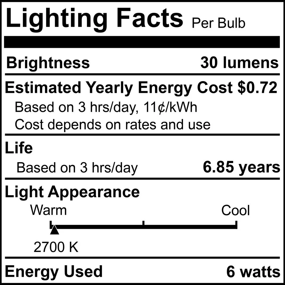 BULBRITE INCANDESCENT S6 CANDELABRA SCREW (E12) 6W DIMMABLE LIGHT BULB 2700K/WARM WHITE 25PK (703006) - Cheap-Us