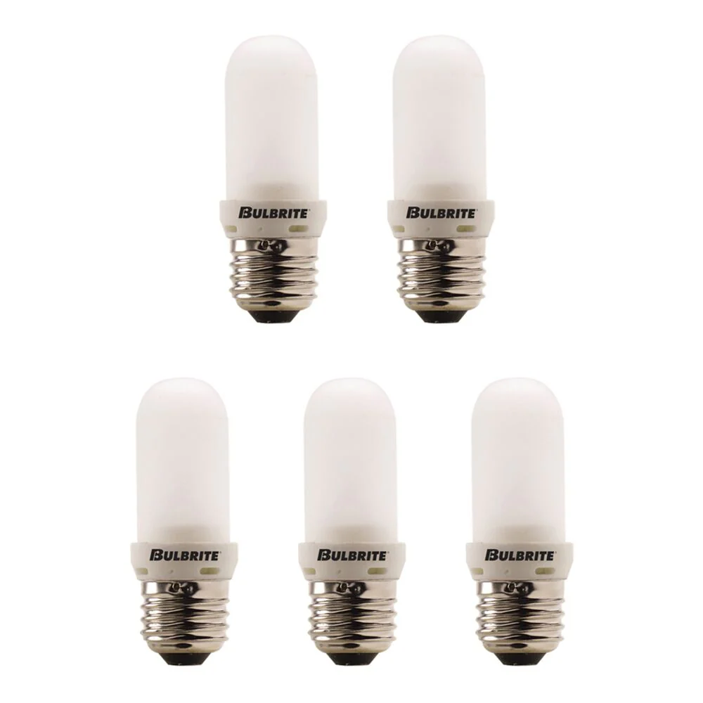 Bulbrite Pack of (5) 75 Watt 120V Dimmable Frost T8 Double Envelope Halogen Mini Light Bulbs with Medium (E26) Base, 2900K Soft White Light - Cheap-Us