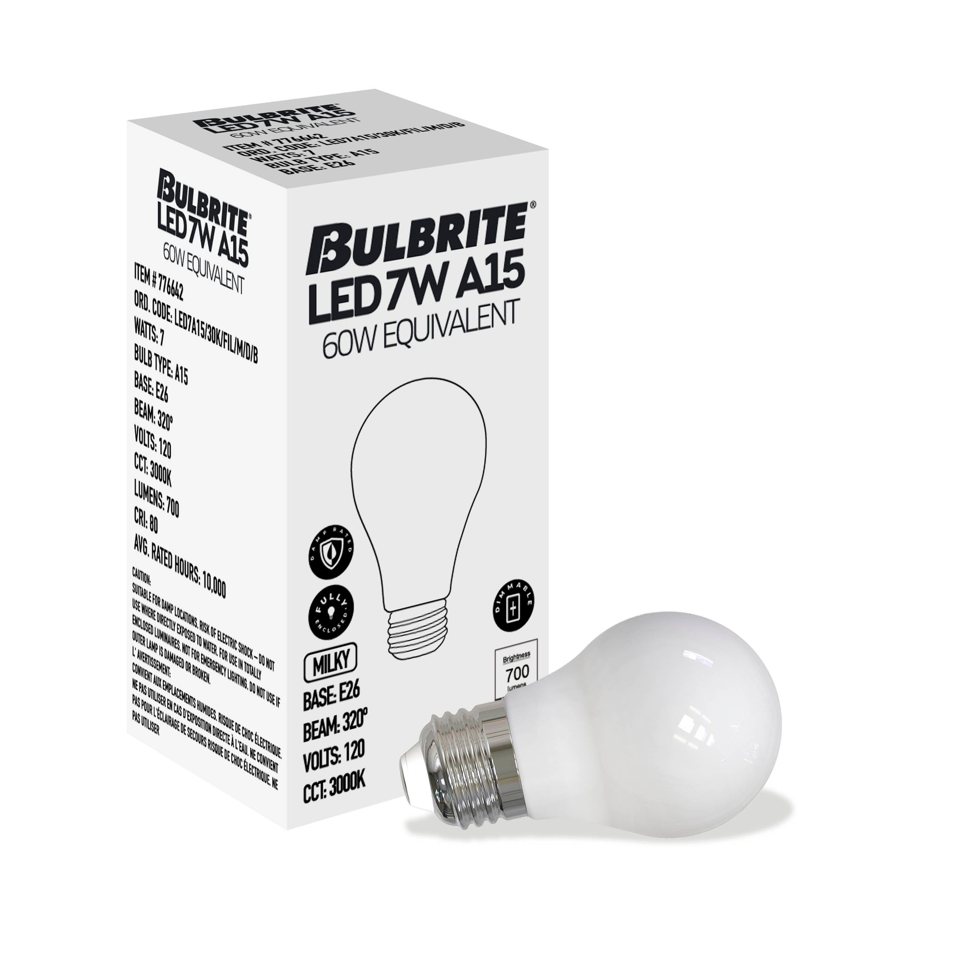 BULBRITE 7W LED A15 3000K FILAMENT BASICS MILKY DIMMABLE 4PK - Cheap-Us