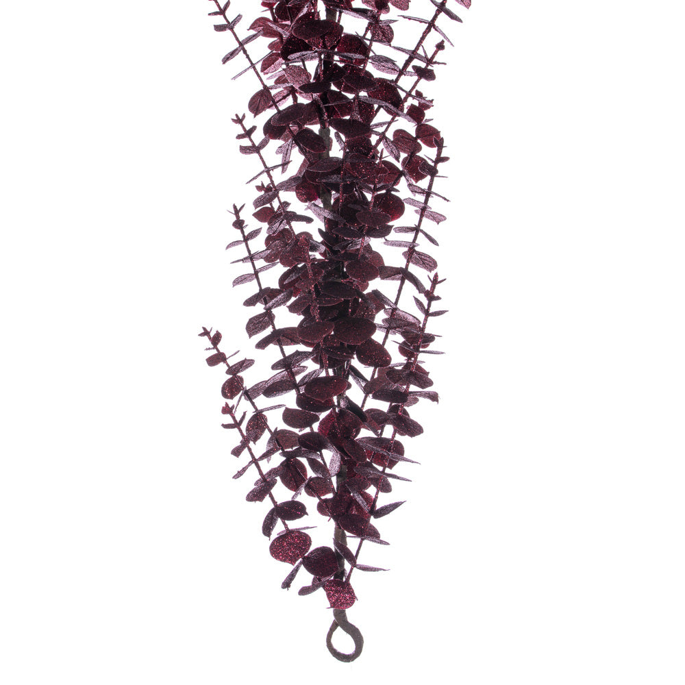 Vickerman 6' Burgundy Artificial Eucalyptus Glitter Garland. - Cheap-Us