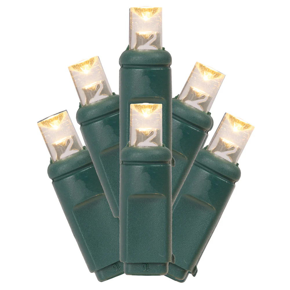 Vickerman 50 Warm White Wide Angle LED Light on Green Wire 25' Christmas Single Mold Light Strand - Cheap-Us