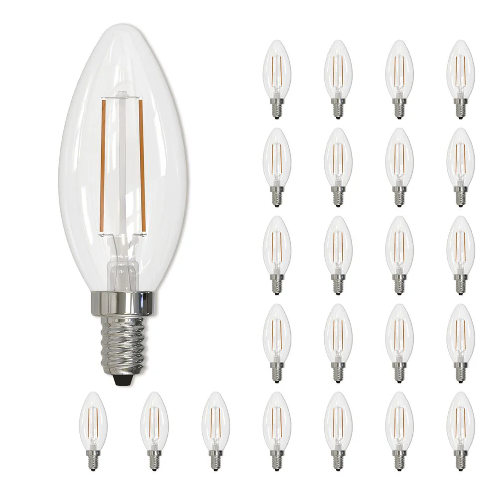 Bulbrite LED Filament B11 Dimmable Candelabra Screw Base (E12) Light Bulb 40 Watt Equivalent 2700K, Clear 24-Pack - Cheap-Us