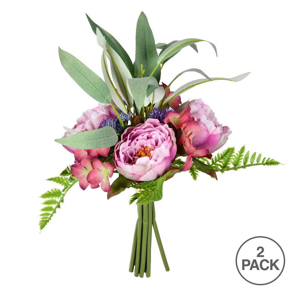 Vickerman 14'' Artificial Pink-Mauve Peony Bouquet Pack of 2 - Cheap-Us