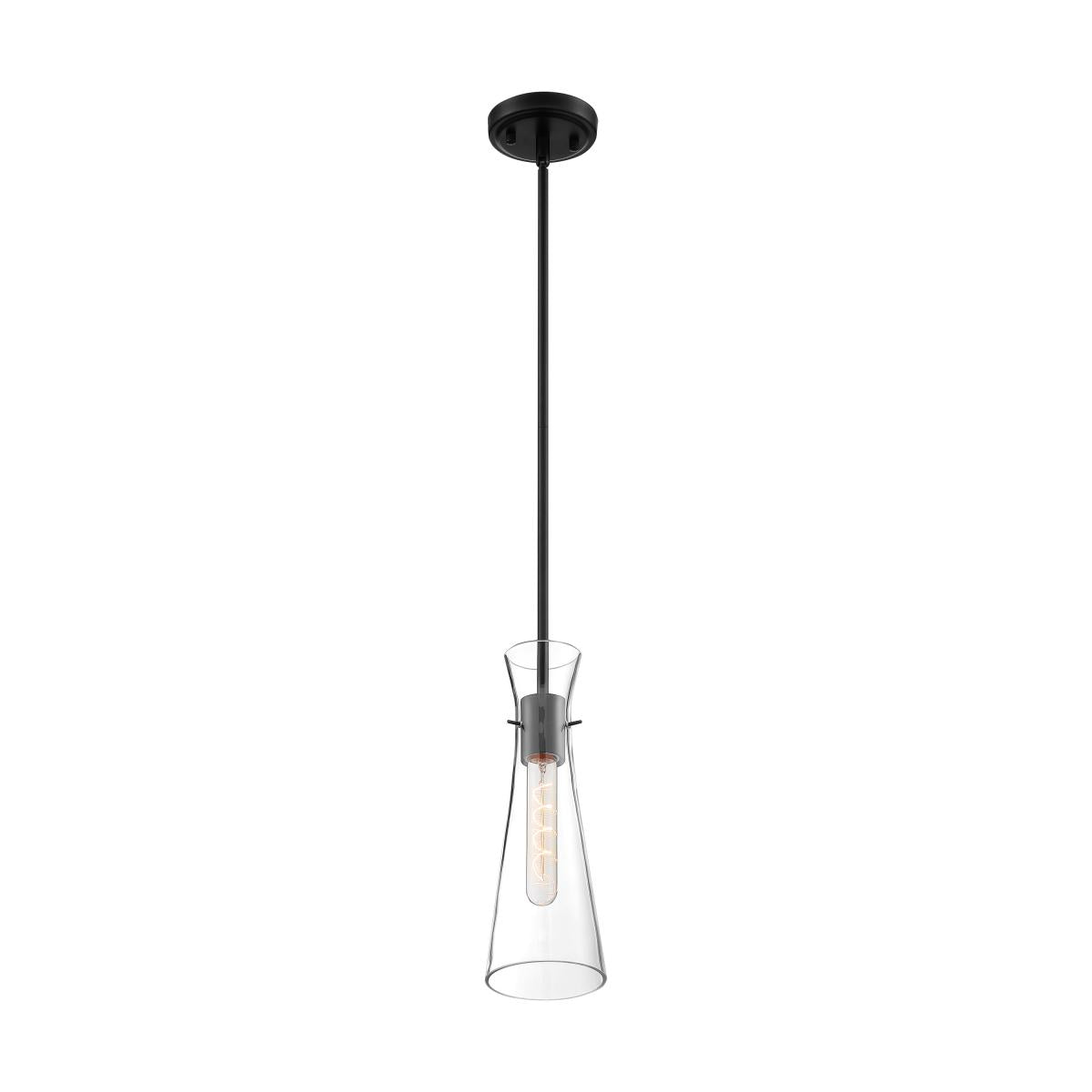 60-6878 BAHARI 1 LIGHT MINI PENDANT Bahari - 1 Light Mini Pendant with Clear Glass - Black Finish - Cheap-Us