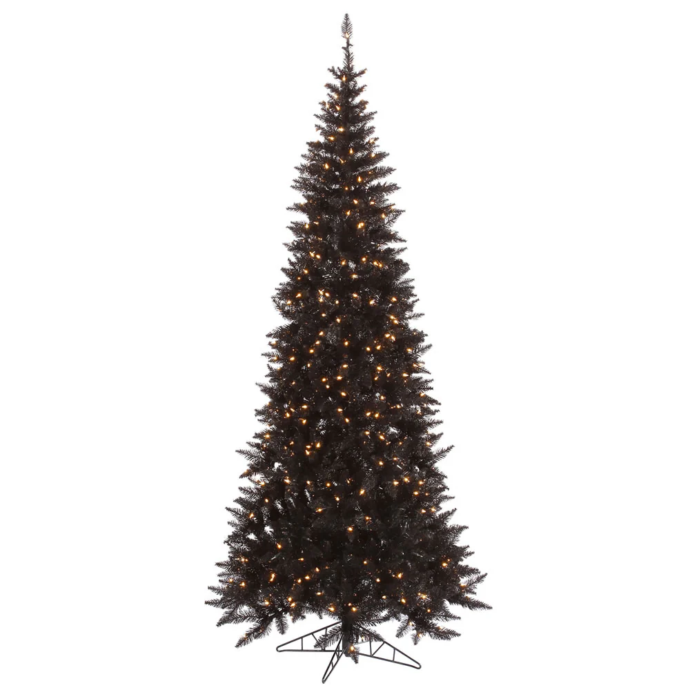Vickerman 4.5' Black Fir Slim Artificial Christmas Tree Warm White Dura-lit LED Lights - Cheap-Us