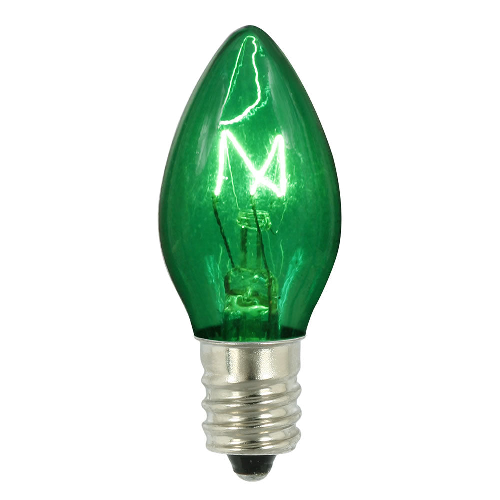 Vickerman C7 Transparent Green Twinkle Replacement Bulb 5 watts 120 Volt box of 25 - Cheap-Us