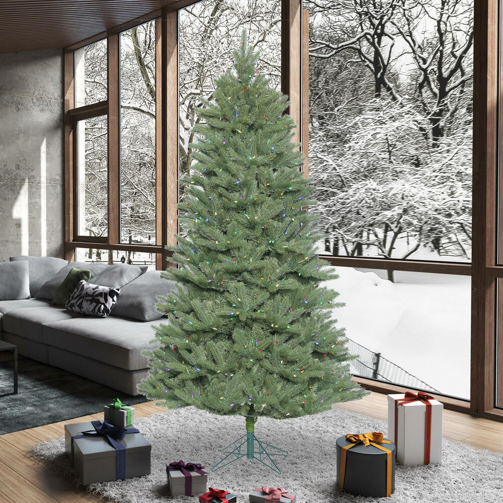 Vickerman 7.5' Colorado Spruce Slim Artificial Christmas Tree Multi-Colored LED Lights - Cheap-Us