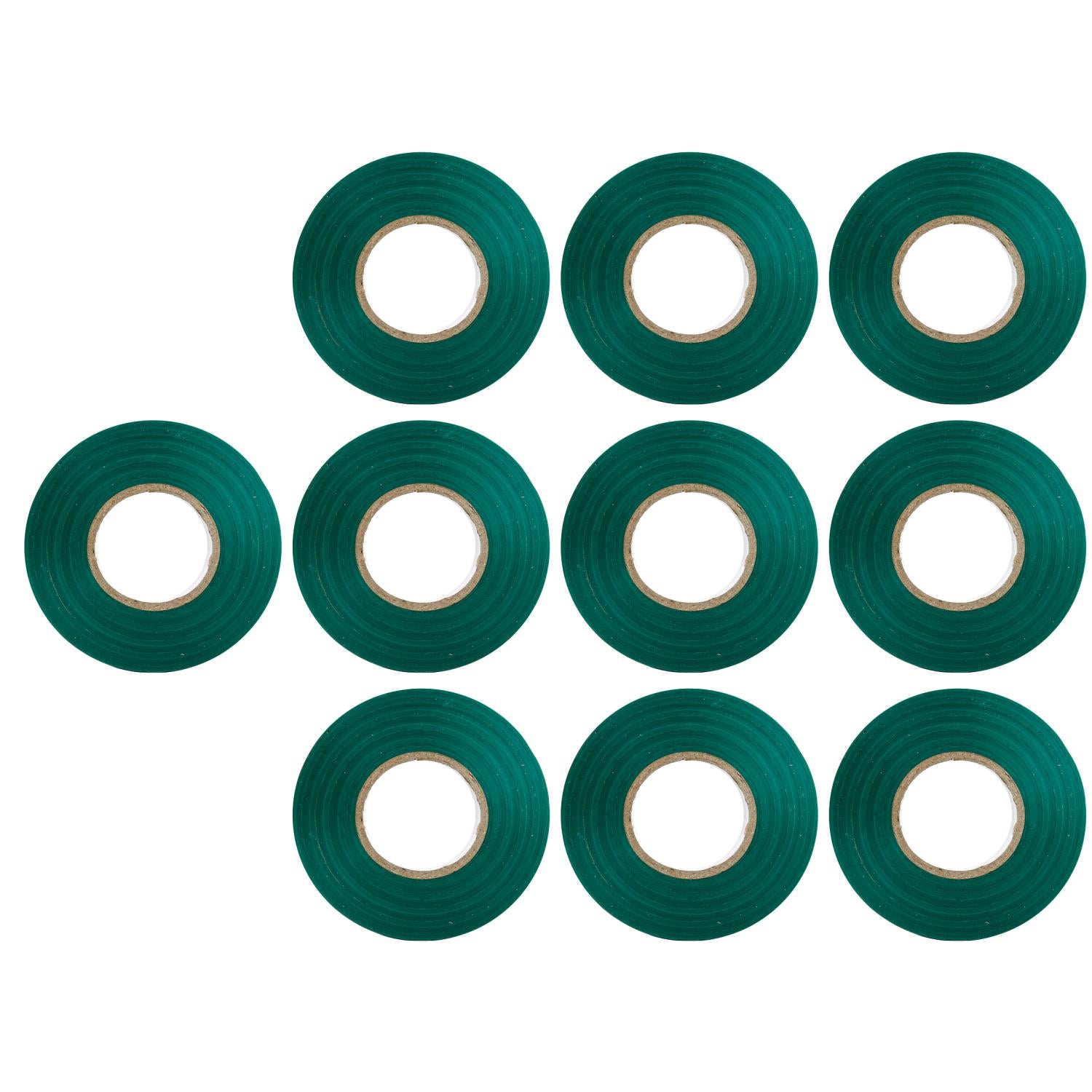 Sunlite 41412-SU 10-Pack PVC Electrical Tape, 60 Feet x 0.75 Inches, For Splicing, Protecting, and Insulating Wires, Abrasion Resistant, Flame Retardant, Weatherproof, UL Listed, Green - Cheap-Us