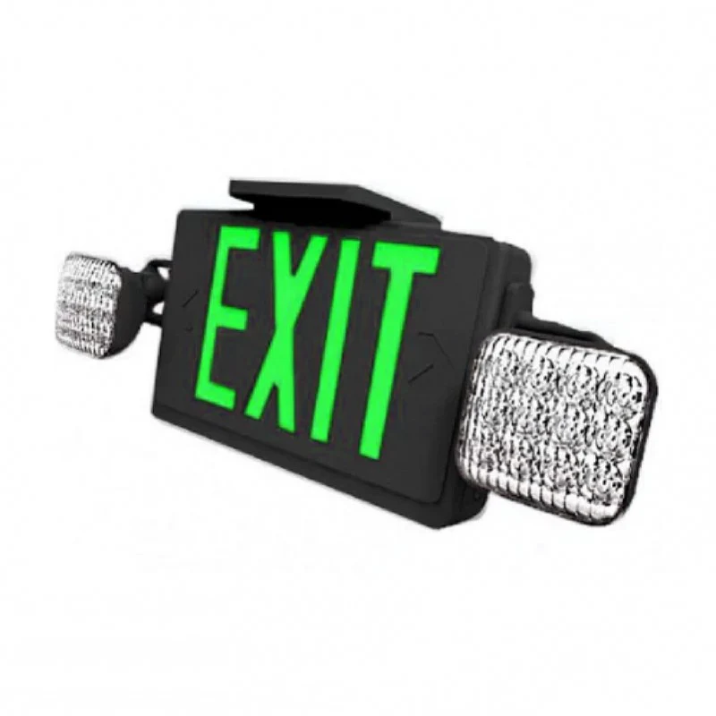 Westgate All LED Exit/Emergency Light Combo, SGL/DBL Face, Green Letters Black Housing, 120/277V, LED Exit & Emergency Lighting, 3.8W - Cheap-Us