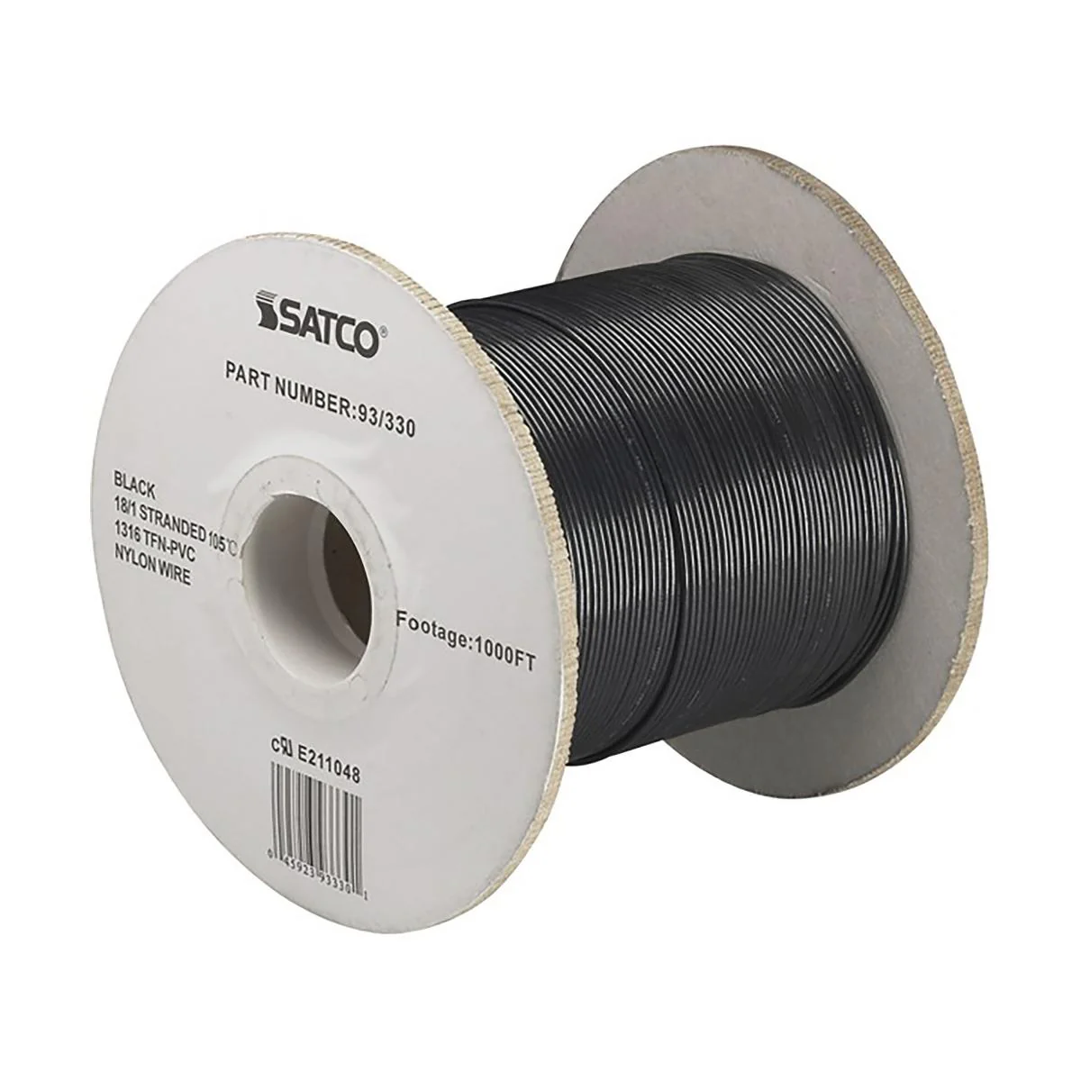 93-330 18/1 STRANDED TFFN 105 DEG Lighting Bulk Wire; 18/1 Stranded UL 1316 105C AWM TFN-PVC Nylon; 1000 Foot/Spool; Black - Cheap-Us