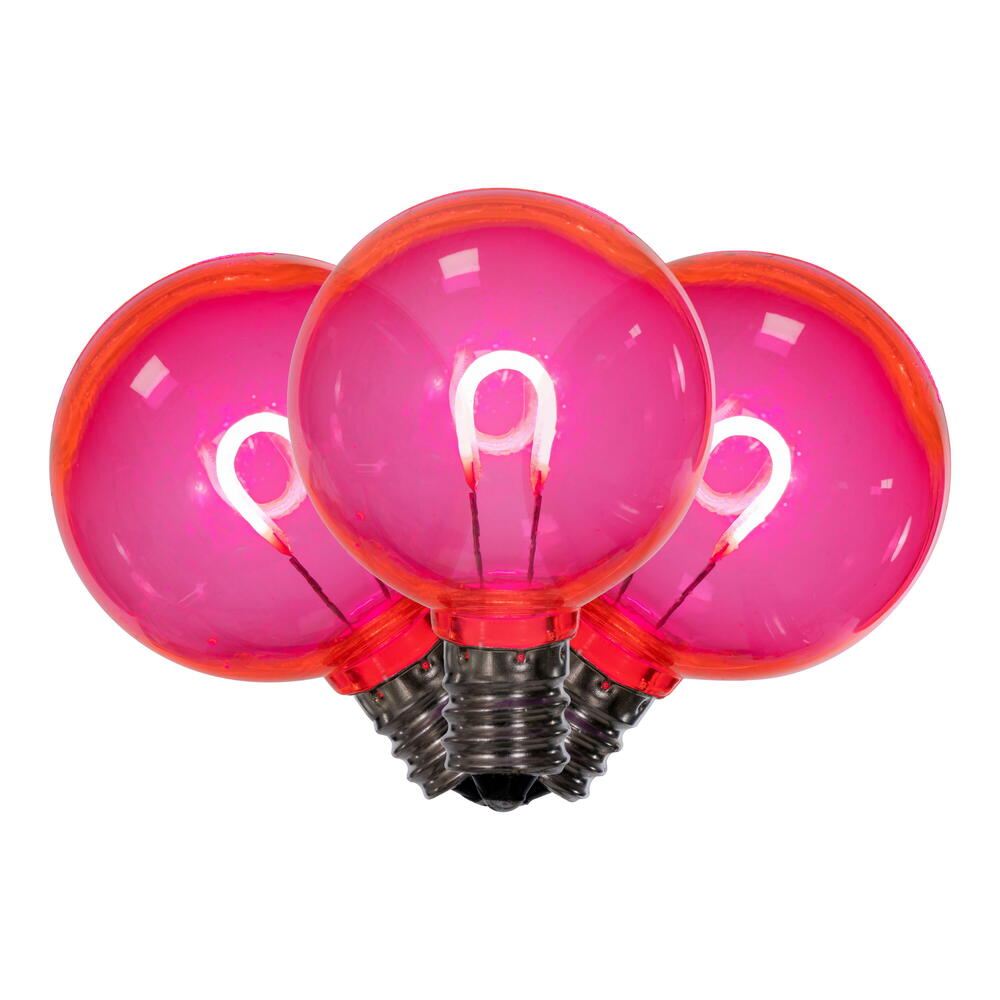 Vickerman G40 Transparent U-Shaped Filament Pink Bulb, E12 Base, .6 Watts, 25 Pcs Assorted/Bag.  Colors included are Blue, Red, Green, Purple and Amber. - Cheap-Us