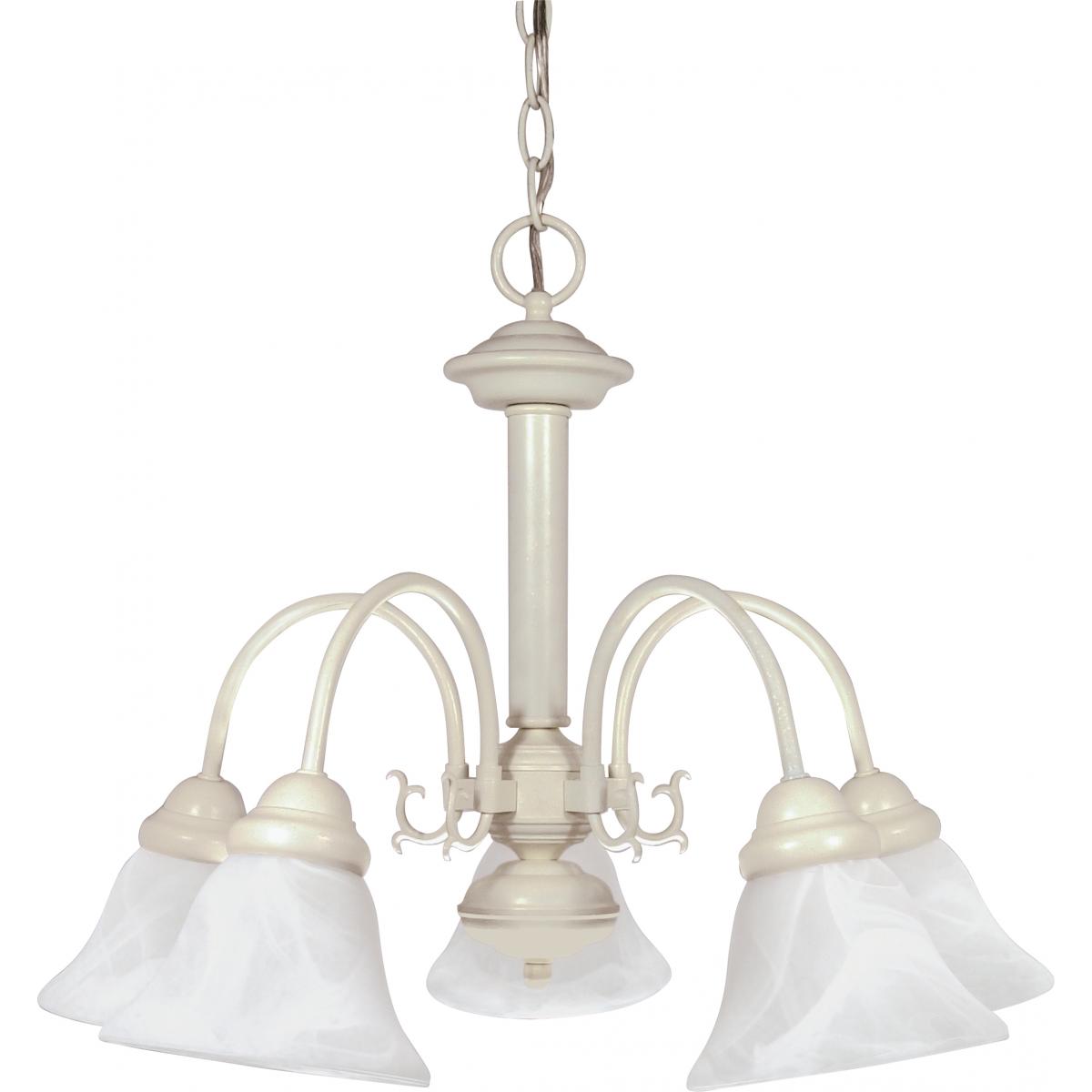 Satco Nuvo Ballerina Chandelier 3-5 Light With Champagne Linen/Frosted White Glass - Cheap-Us