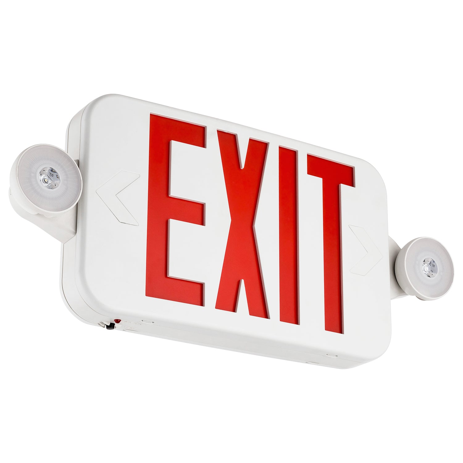 Sunlite 05279 LED Emergency Exit Sign Red, Dual Light with 90-Minute Battery Power Back-Up, 350 Degree Adjustable Head Lamps, 200 Lumens, 120-277V, Ceiling or Wall Mount, Long Lasting, Fire Safety - Cheap-Us